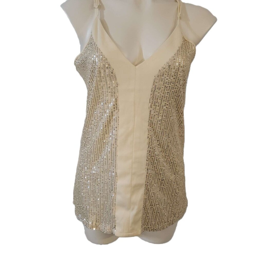 ❤️ 4/$20 New Su Ideas top Women's medium top silver sequins Holiday Christmas